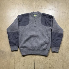 Cabelas Jacket Wool Bomber Hunting Grey Men Size Medium Waffle Knit Double Layer