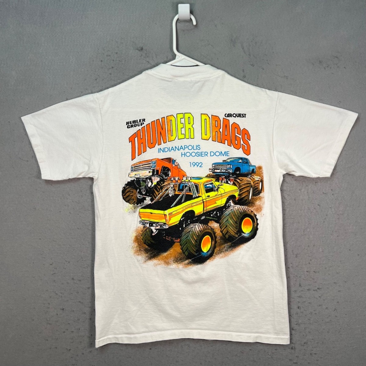 Vintage 1992 Thunder Drags Monster Truck Graphic T-Shirt Mens Size 