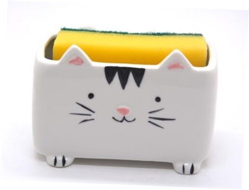 Cat Sponge Holder Cute Cat Decor Kitchen Accessories Cat Home Decor Ceramic
