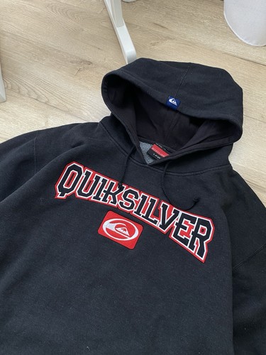 Felpa con cappuccio vintage Quiksilver Y2K uomo grande logo oversize skate surf anni 2000 taglia L - Foto 2 di 8