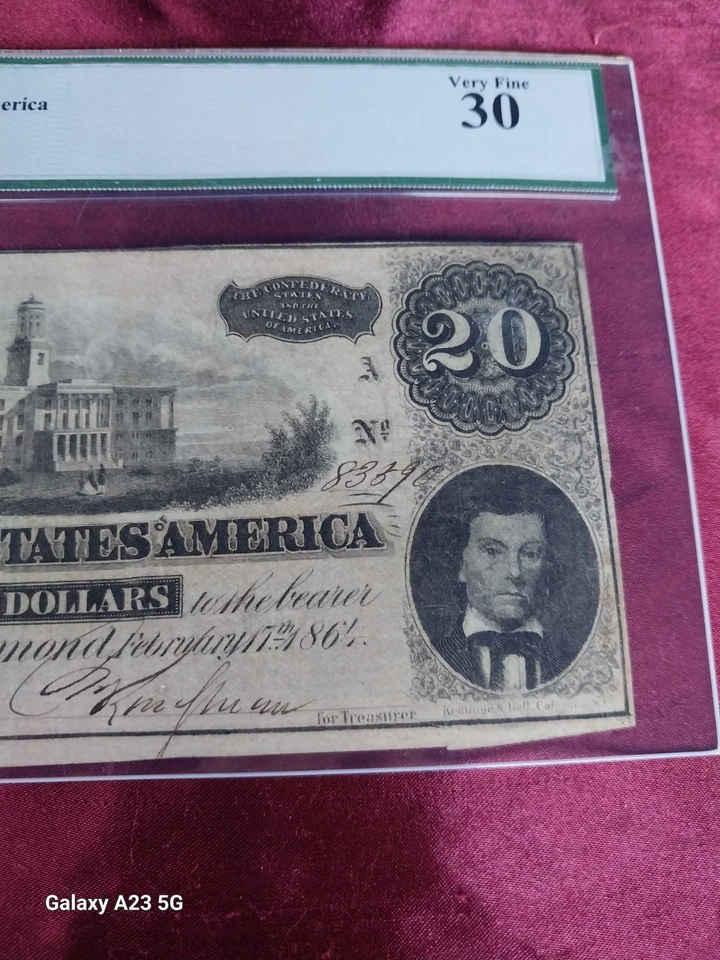 T-67 1864 $20 CONFEDERATE CURRENCY PMG 30 CIVIL WAR Note - Image 2 of 4