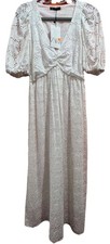 Zara Midi Cutwork Embroidery Dress, White, NEW, Size Medium, RRP £60, B159/8025