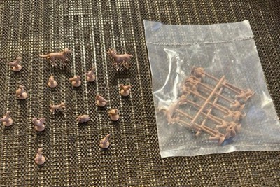 Vintage Plasticville Farm Animals O Scale Set Of 16
