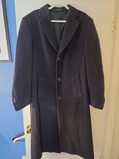 Vintage Chaps Ralph Lauren Overcoat 40R Navy Blue Italian Lambswool Long Coat