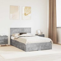 Bettrahmen Mit Kopfteil Beton Grau 120 X 190 Cm Holzwerkstoff