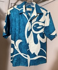 Vintage 60s 70s Iolani Shirt Men s Medium Hawaiian Aloha Button Up Vibrant Blue