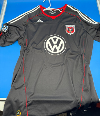 D.C. United Soccer Team Jersey Pullover Style XL Black Adidas Volkswagen MLS