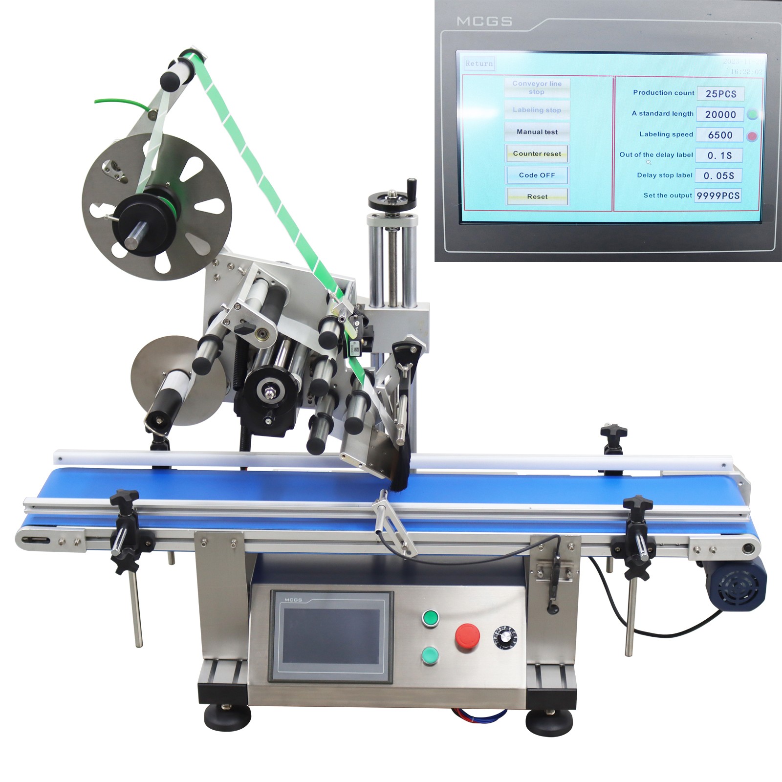 Automatic Flat Labeling Machine Desktop Conveyor Table Plane Label Machine 110V