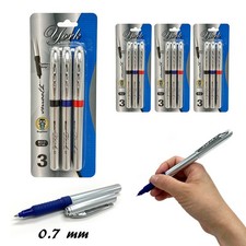 12 Pc Capped Liquid Ink Rolling Ball Pens Fine Point 0.7 mm Black Blue Red Write