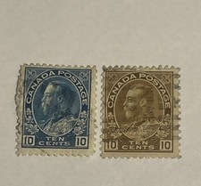 1922-1925 Canada Stamp King George V 10c stamp pair Used