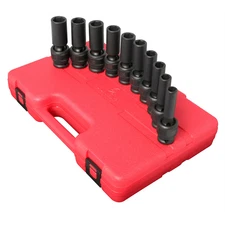 Sunex 2658 10-Piece 1/2" Drive Deep Universal Metric Impact Socket Set