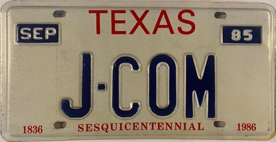 Vanity J-COM COMMUNICATIONS license plate Cable TV EDI Data Web Internet Phone