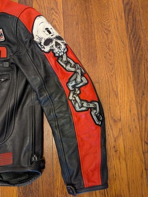 Icon SKULL Leather Motorcycle Jacket NEW CE Armor Vented RARE