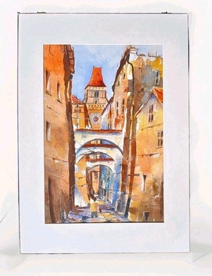 Passau Höllgasse Aquarell Original   70x50 cm Stadtansicht Gerner