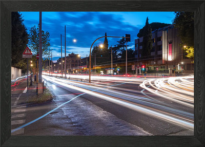 Nacht geschäftige Stadt Verkehr Gerahmtes Wandbild Poster Leinwanddruck Bild