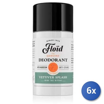 6x Bundle Floid Deodorant Stick Vetyver Splash 75 Ml Weiß
