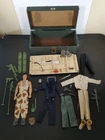 (30) Pc 1964 Vintage Military Green GI JOE Wood Brass Footlocker Accessory Lot