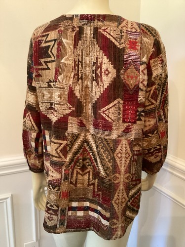 Lauren Jeans Co. Gr. M Vintage Bluse Herbstfarben Knopfleiste & Ärmel 3/4 - Bild 9 von 13