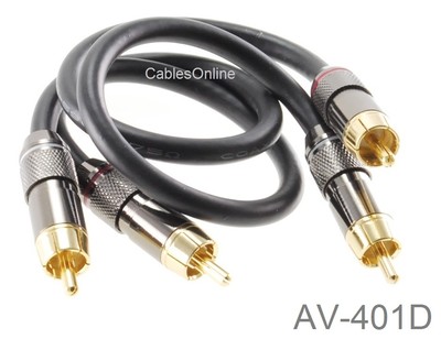 1-ft High Quality Dual RCA Male to Male Coax Audio Cable, CablesOnline AV-401D