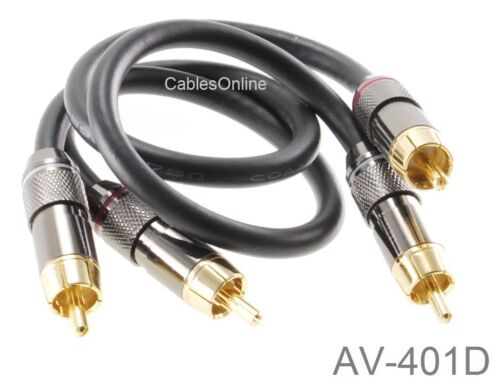 Câble audio coaxial double RCA mâle à mâle de 1 pi de haute qualité, câblesOnline AV-401D - Photo 1 sur 4