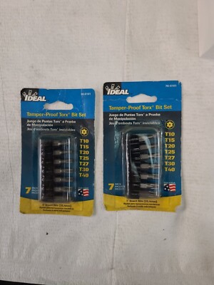 Ideal 78-0101 7-Piece Tamperproof Torx Bit Set In Holder, Carded-LOT OF 2