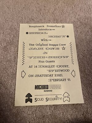 Musical Ecstasy Roughneck Promotions 1991 Paper Rave Flyer A5