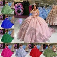 Quinceanera Dresses Off Shoulder Sweet 15 Party Prom Beading Glitter Ball Gowns