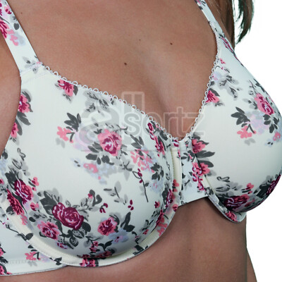Ladies Gemm Underwired Minimiser Bra Regular & Plus Size Non Padded Cream New Uk