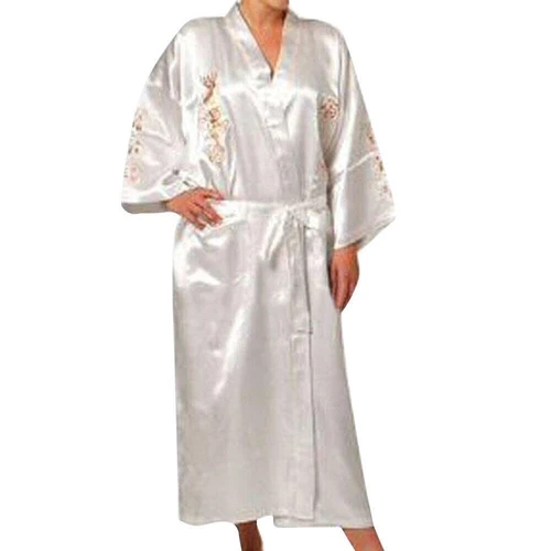 Mens Satin Chinese Dragon Kimono-Silk Bathrobe Pajamas Sleepwear Gown Bath Robe - Imagen 26 de 49