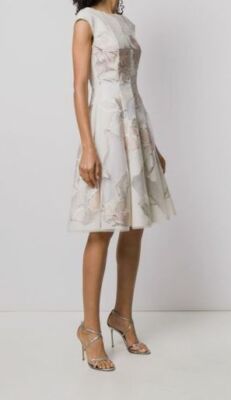 talbot runhof skater dresses $2895 Talbot Runhof Women's Ivory Wool & Silk Floral Jacquard Dress Sz EU44  US14