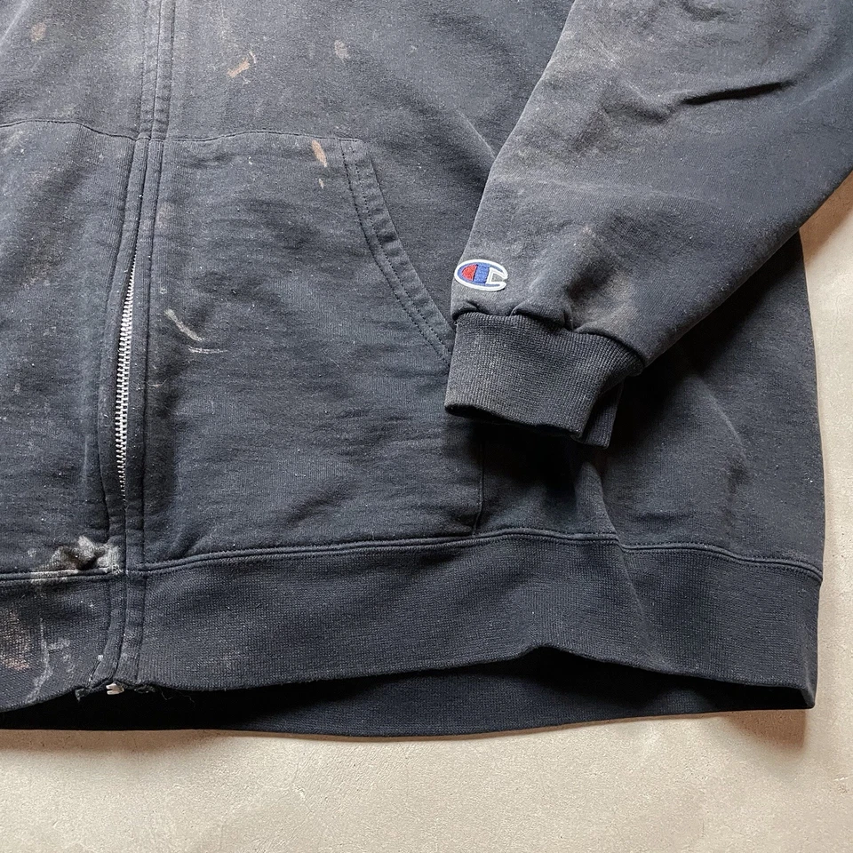 Moletom com capuz vintage Sun Faded preto Champion 3XL com zíper completo gênio desgastado - Imagem 4 de 4