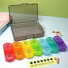 Dispenser Pillole Portatile 7 Giorni Organizzatore Pillole Contenitore Farmaci Portapillole Quotidiano