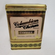 Tin Box Columbian Charm Brand Eastern Coffee Co. J.L. Clark Country Décor