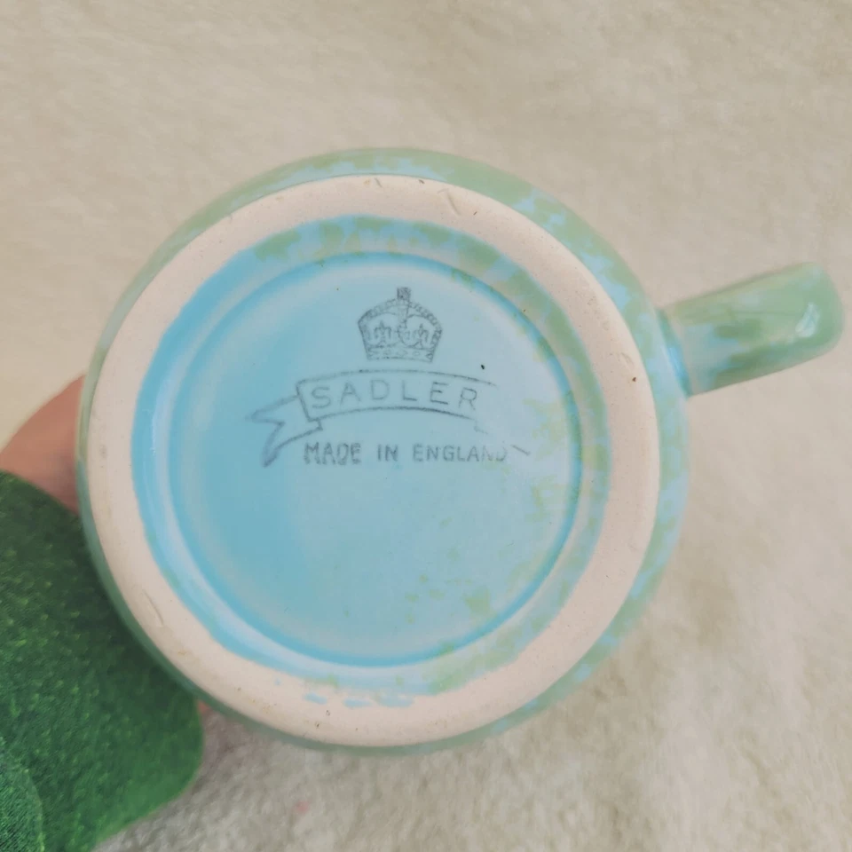 Vintage James Sadler Green mottled Patterned large Jug 10 x 7cm - image 3 of 4