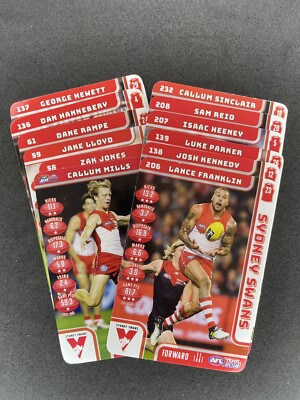 2018 AFL Teamcoach Sydney Swans Team Lot 12 Cards Franklin