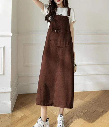 Damen Freizeit Jeansrock Overall Kleid Schürze Straps Latzkleid Geschenk- - Bild 6 von 18