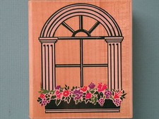 Elegant Exterior Window w/Flower Box, Large POSH IMPRESSIONS Rubber Stamp