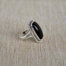 Black Onyx Gemstone 925 Sterling Silver Handmade Ring All Size