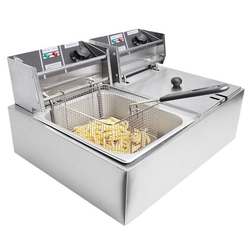 10L/20L Electric Deep Fryer Tank Commercial Stainless Steel Fat Chip Single/Dual - Picture 25 of 29