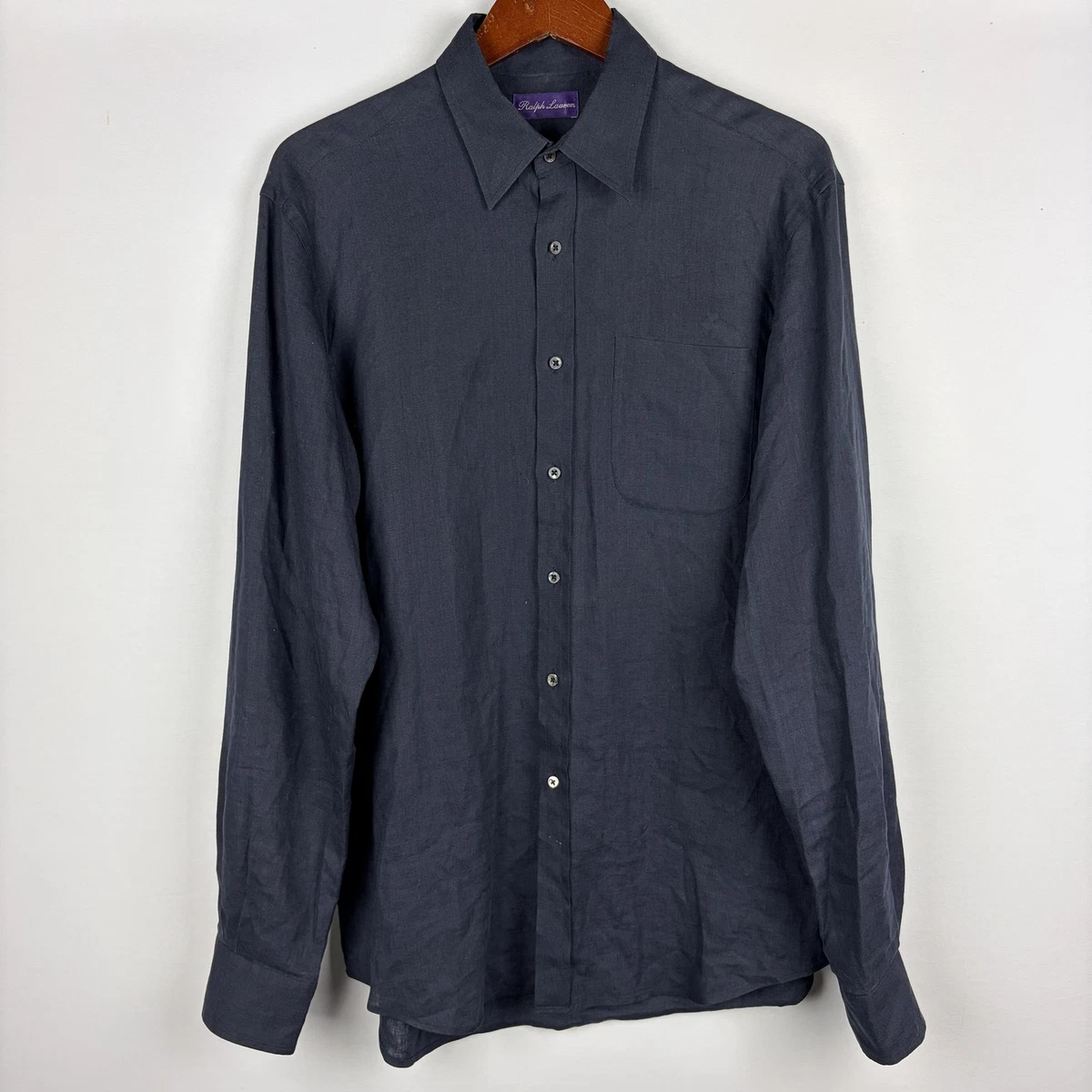 Ralph Lauren Purple Label Blue Long Sleeve Dress Shirts for Men