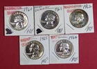 LOT CONTAINING 5 SILVER PROOF WASHINGTON QUARTERS B/W 1960-64