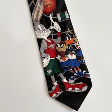 Looney Tunes Mania Neck Tie Bugs Bunny Taz Basketball Necktie Vintage 1990s NWT
