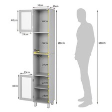 Bathroom Tall Cabinet Slim Free-Standing Storage Organizer Cupboard