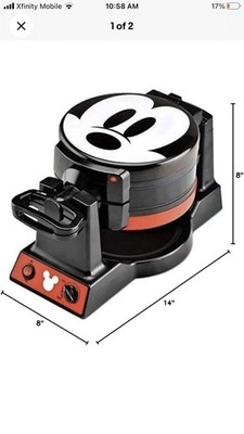 NEW Disney Mickey Mouse MIC-62 Double Flip 6 Waffle Maker 90 years