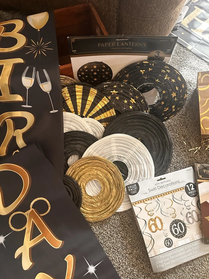 Elegant Black and Gold 60th Birthday, Retirement, New Years Eve Party Bundle - Image 3 of 4