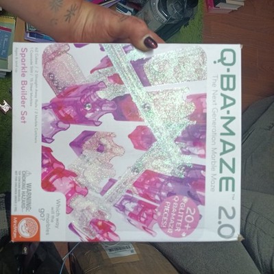 MindWare Q-BA-Maze 2.0 Sparkle Builder Set Glitter & Pink Free-Form Marble-Run