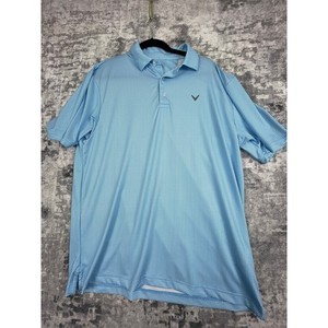 Callaway Golf Polo Shirt Men's Large Blue White Geometric Opti-Dri Performance