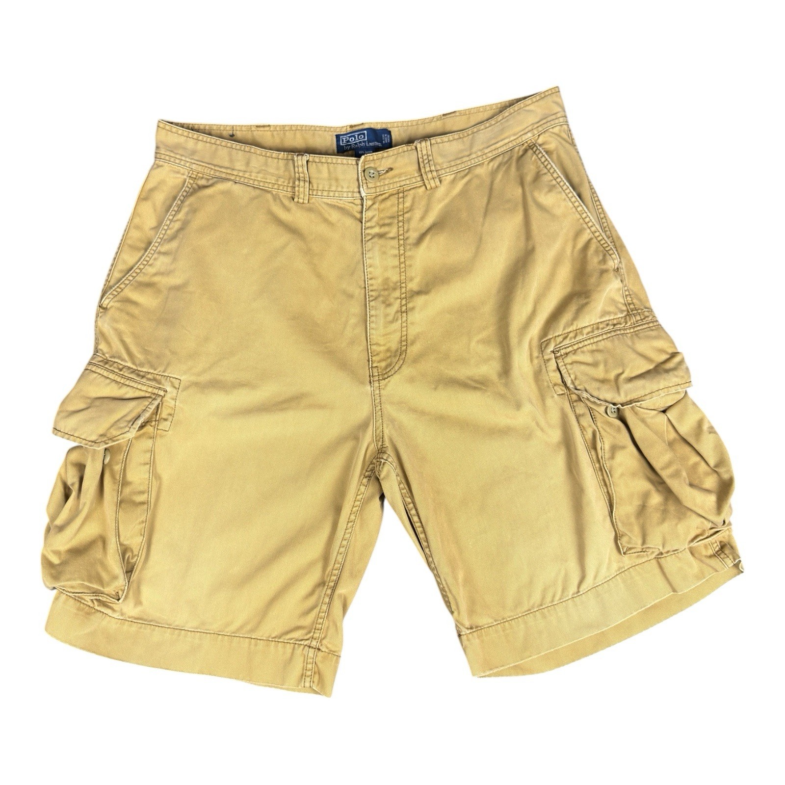 Polo Ralph Lauren Cargo Shorts Mens 38 Beige Chino Vintage Y2K Preppy Outdoors