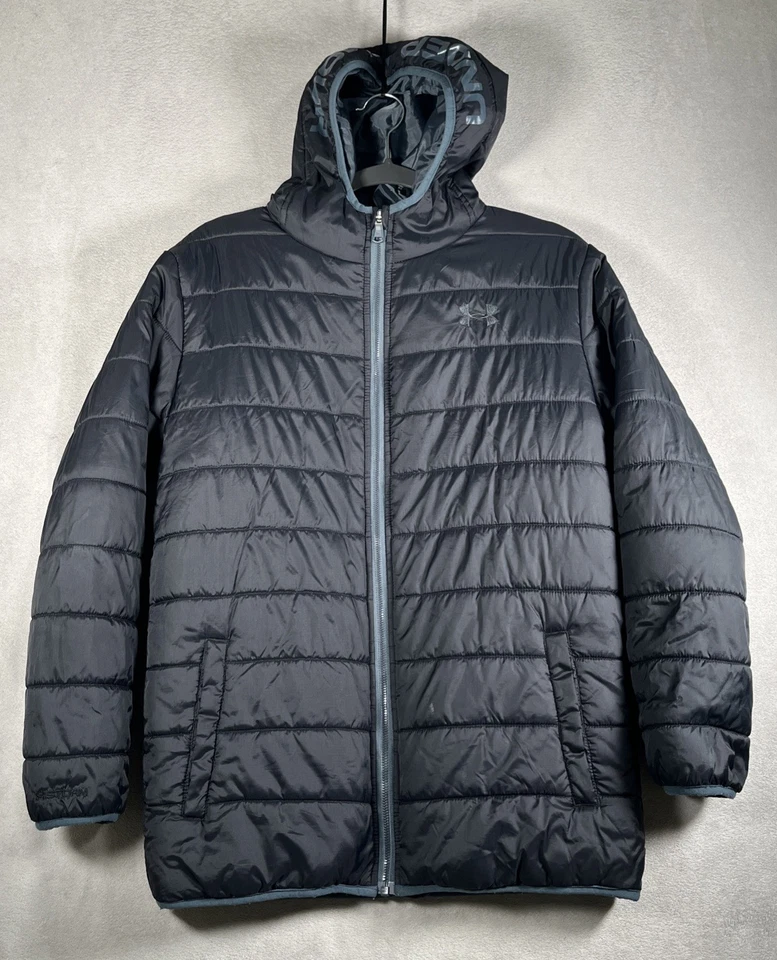 Under Armour UA Cold Gear Storm Puffer Jacket / Shell Youth XL Black Hooded - Image 2 of 4