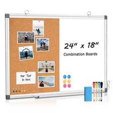 Combination Magnetic Whiteboard  Corkboard, 24"x18" Combo for , Office  Hom...